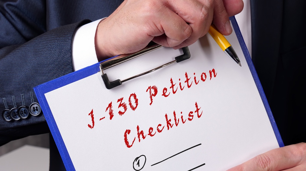 I-130 Petition Checklist with written text